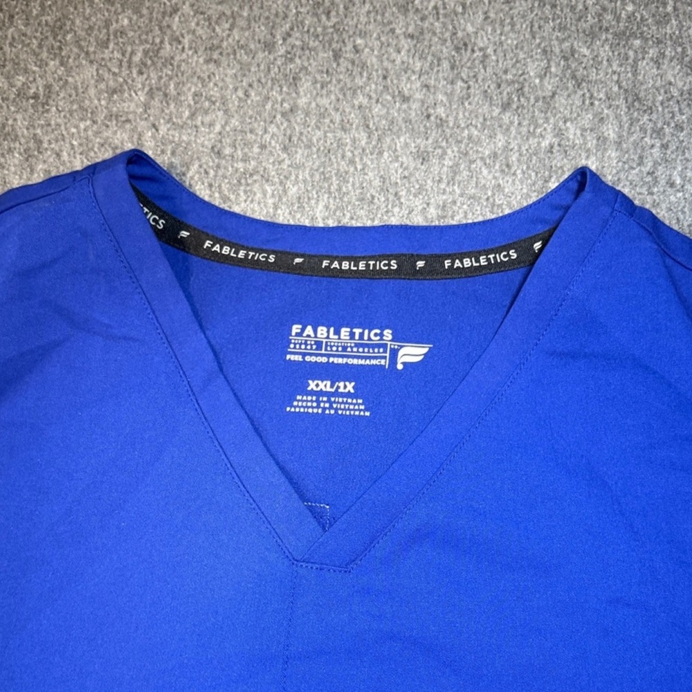 Fabletics Royal Blue Scrub Set XXL Top + XXL Pants Stretch Medical - Picture 3 of 5
